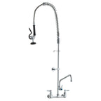 Commercial Faucet with Pre-Rinse Sprayer, 47" Height, 8" Center, 12" Swing Spout