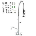 Commercial Faucet with Pre-Rinse Sprayer, 47" Height, 8" Center, 12" Swing Spout