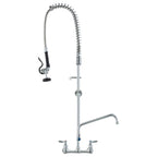 Commercial Faucet with Pre-Rinse Sprayer, 47" Height, 8" Center, 12" Swing Spout