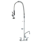 Commercial Faucet with Pre-Rinse Sprayer, 47" Height, 8" Center, 12" Swing Spout