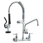 Commercial Faucet with Pre-Rinse Sprayer, 21" Height, 8" Center, 12" Swing Spout