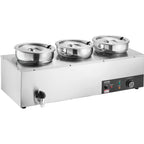 Electric Soup Warmer, Three 7.4QT Stainless Steel Round Pot, 1200W