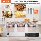 Electric Soup Warmer, Three 7.4QT Stainless Steel Round Pot, 1200W
