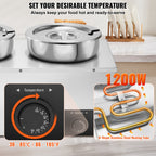 Electric Soup Warmer, Three 7.4QT Stainless Steel Round Pot, 1200W