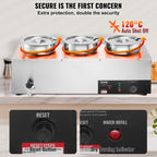 Electric Soup Warmer, Three 7.4QT Stainless Steel Round Pot, 1200W