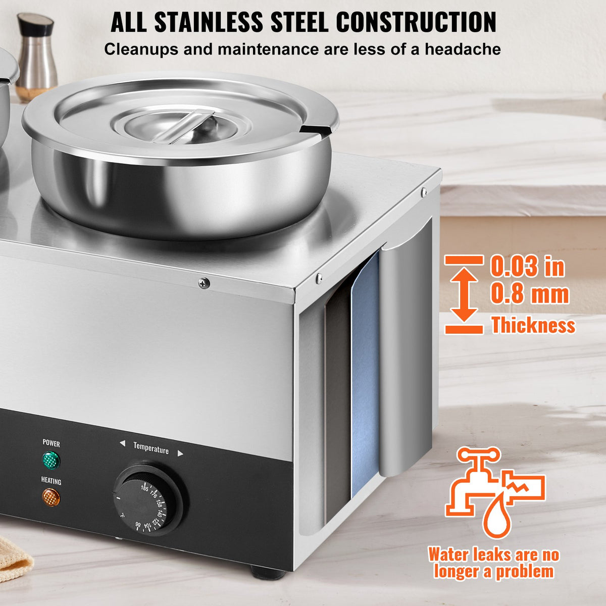 Electric Soup Warmer, Three 7.4QT Stainless Steel Round Pot, 1200W - Flavour Fushion Cooking Shop