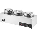 Electric Soup Warmer, Three 7.4QT Stainless Steel Round Pot, 1200W