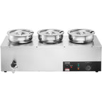 Electric Soup Warmer, Three 7.4QT Stainless Steel Round Pot, 1200W