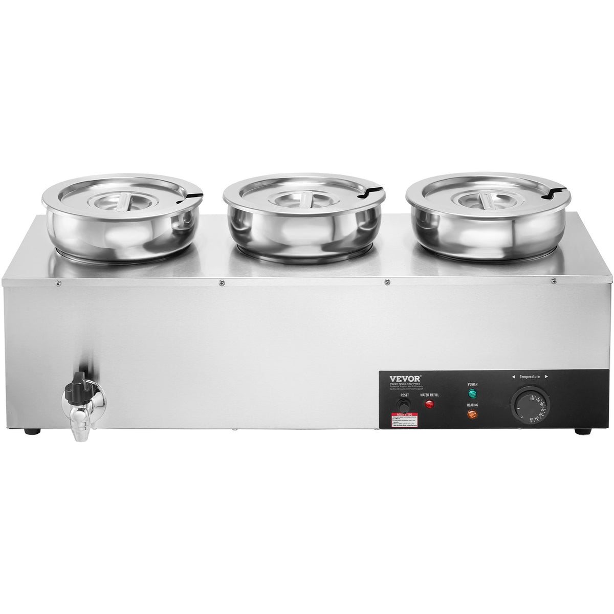 Electric Soup Warmer, Three 7.4QT Stainless Steel Round Pot, 1200W - Flavour Fushion Cooking Shop