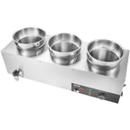 Electric Soup Warmer, Three 7.4QT Stainless Steel Round Pot, 1200W