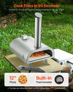 Pizza Oven Outdoor, 12" Pellet Pizza Oven, Portable Pizza-Stove  Silver