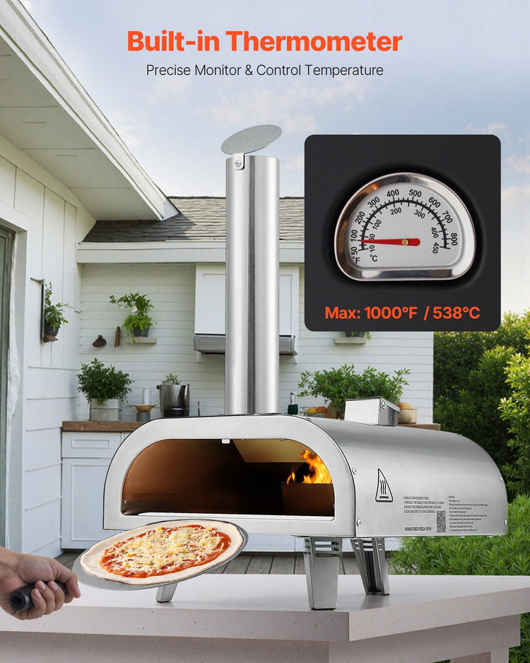 Pizza Oven Outdoor, 12" Pellet Pizza Oven, Portable Pizza-Stove  Silver - Flavour Fushion Cooking Shop
