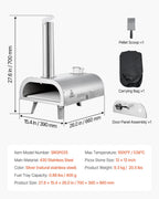 Pizza Oven Outdoor, 12" Pellet Pizza Oven, Portable Pizza-Stove  Silver