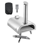 Pizza Oven Outdoor, 12" Pellet Pizza Oven, Portable Pizza-Stove  Silver