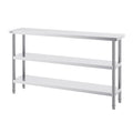 Stainless Steel Food Prep Table, 356 x 1524 x 864 mm Commercial Kitchen Worktable, with 2 Adjustable Undershelf, Heavy Duty Prep Table Metal Work Table for BBQ, Kitchen, Home, and Garage
