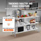 Stainless Steel 3-Tier Prep Work Table for Kitchen & Storage