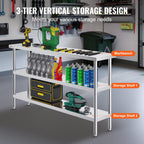 Stainless Steel 3-Tier Prep Work Table for Kitchen & Storage