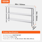 Stainless Steel 3-Tier Prep Work Table for Kitchen & Storage