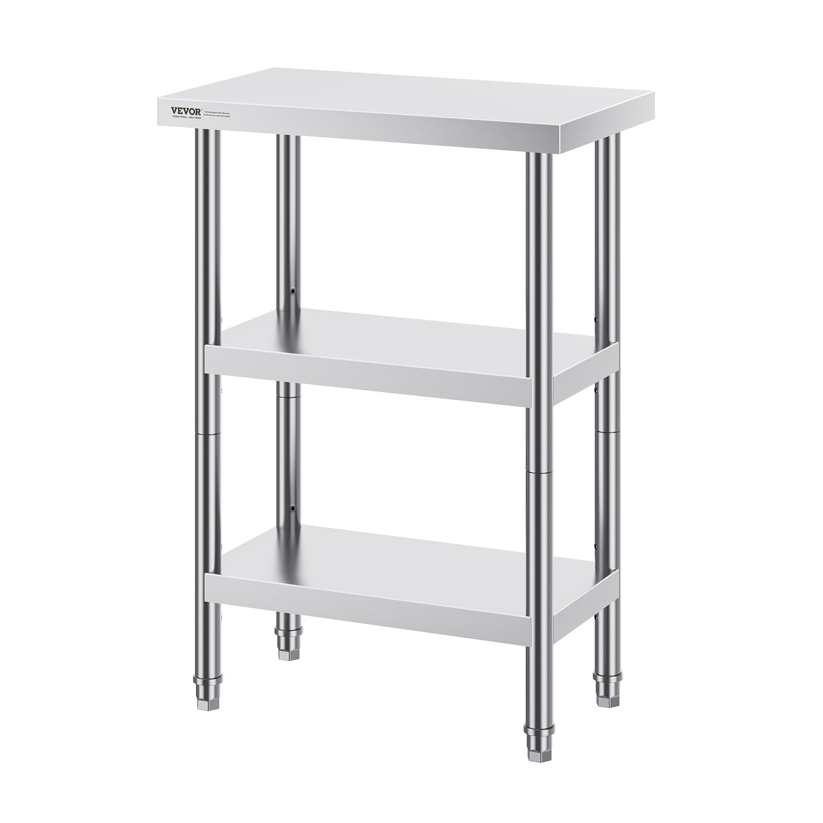 Stainless Steel Food Prep Table, 14 x 24 x 34 Inch Commercial Kitchen Worktable, with 2 Adjustable Undershelf, Heavy Duty Prep Table Metal Work Table for BBQ, Kitchen, Home, and Garage