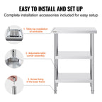 NSF Certified Stainless Steel Kitchen Work Table with Adjustable Shelves