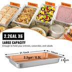Hotel Pans Full Size 2.5 Inch Deep, Steam Table Pan 6 Pack , 22 Gauge/0.8mm Thick