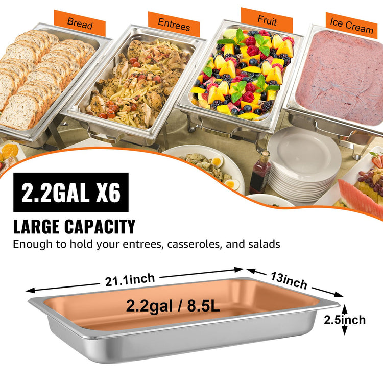 Hotel Pans Full Size 2.5 Inch Deep, Steam Table Pan 6 Pack , 22 Gauge/0.8mm Thick - Flavour Fushion Cooking Shop