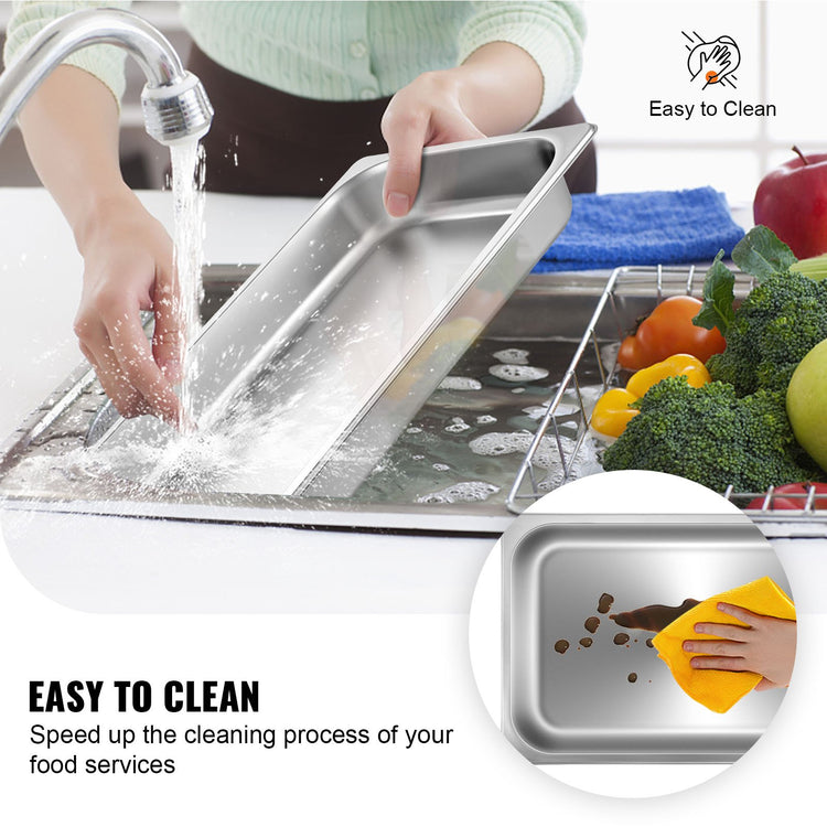 Hotel Pans Full Size 2.5 Inch Deep, Steam Table Pan 6 Pack , 22 Gauge/0.8mm Thick - Flavour Fushion Cooking Shop