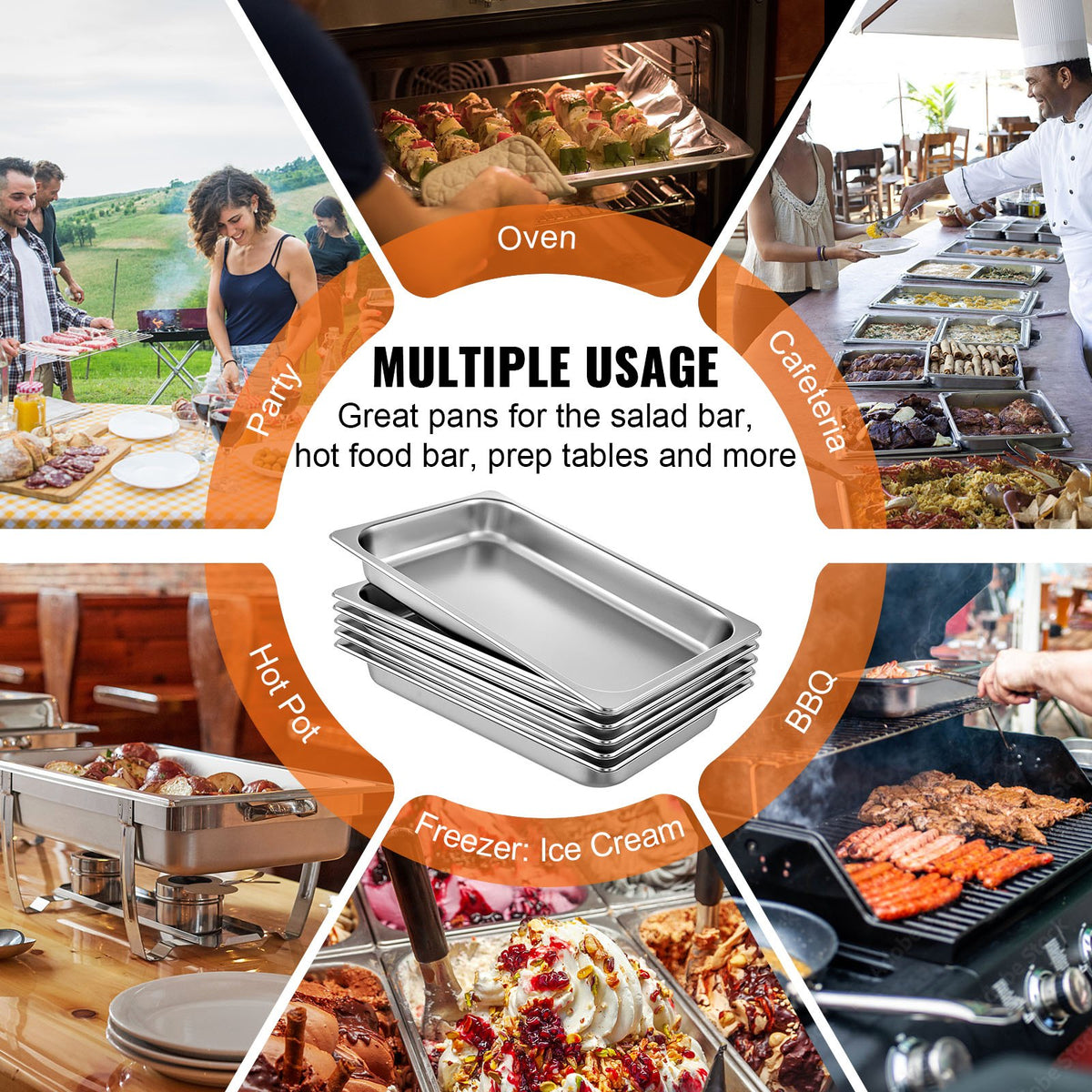 Hotel Pans Full Size 2.5 Inch Deep, Steam Table Pan 6 Pack , 22 Gauge/0.8mm Thick - Flavour Fushion Cooking Shop
