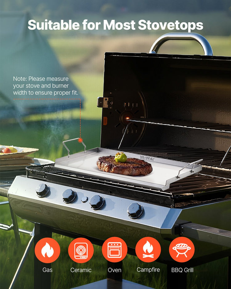 Stainless Steel Griddle, 23x16 inch Universal Flat Top Rectangular Plate - Flavour Fushion Cooking Shop