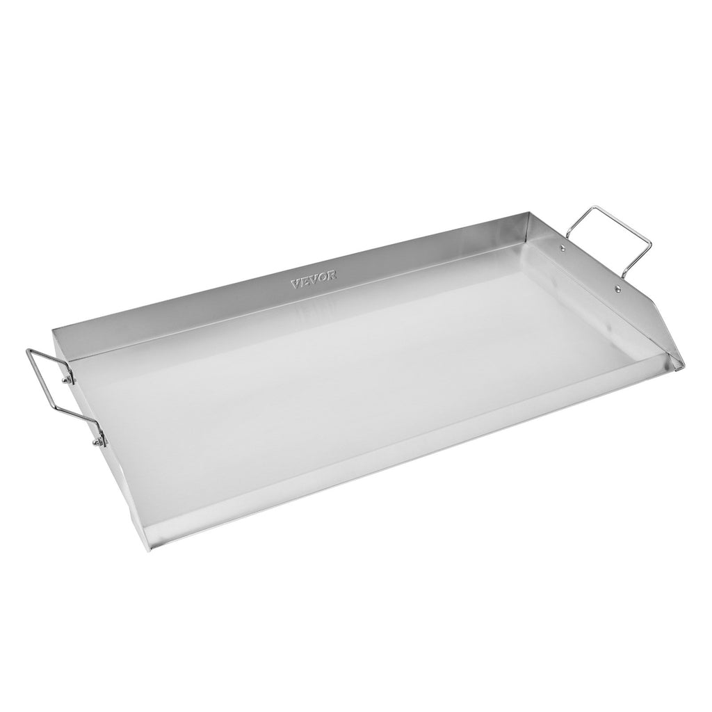 Stainless Steel Griddle, 32x16 inch Universal Flat Top Rectangular Plate, Gas Grill Griddle for BBQ Grill, Teppanyaki, Portable Family Cookware with Handle, for Camping Tailgating Party