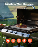 Carbon Steel Griddle, 24x16 inch Universal Flat Top Rectangular Plate, Gas Grill Griddle for BBQ Grill