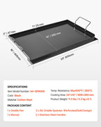 Carbon Steel Griddle, 24x16 inch Universal Flat Top Rectangular Plate, Gas Grill Griddle for BBQ Grill
