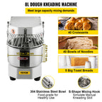 Commercial Dough Food Mixer, 8L Large Capacity Stainless Steel Mixer