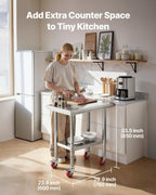 Premium Stainless Steel Adjustable Prep Table with Wheels