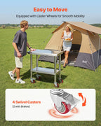 Premium Stainless Steel Adjustable Prep Table with Wheels