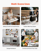 Premium Stainless Steel Adjustable Prep Table with Wheels