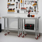 Premium Stainless Steel Adjustable Prep Table with Wheels