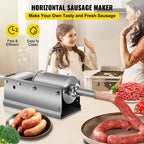 Manual Sausage Stuffer, 3 L / 7 LBS Horizontal Sausage Machine,