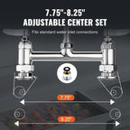 Commercial Faucet with Pre-Rinse Sprayer, 26" Height, 8" Center, 12" Swing Spout