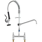 Commercial Faucet with Pre-Rinse Sprayer, 26" Height, 8" Center, 12" Swing Spout