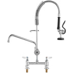 Commercial Faucet with Pre-Rinse Sprayer, 26" Height, 8" Center, 12" Swing Spout