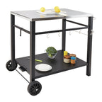 Outdoor Grill Dining Cart with Double-Shelf, 85*55cm BBQ Movable Food