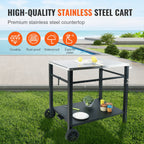 Outdoor Grill Dining Cart with Double-Shelf, 85*55cm BBQ Movable Food
