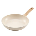 Frying Pan Skillet, Aluminum Egg Fry Pans, 3 Pcs (200, 240, 280 mm), Nonsitck Ceramic Heavy-Duty Skillets with Heat-Resistant Handle, Chef's Kitchen Cookware for Gas, Electric, Induction, Beige