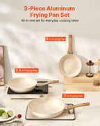 Frying Pan Skillet, Aluminum Egg Fry Pans, 3 Pcs (200, 240, 280 mm)