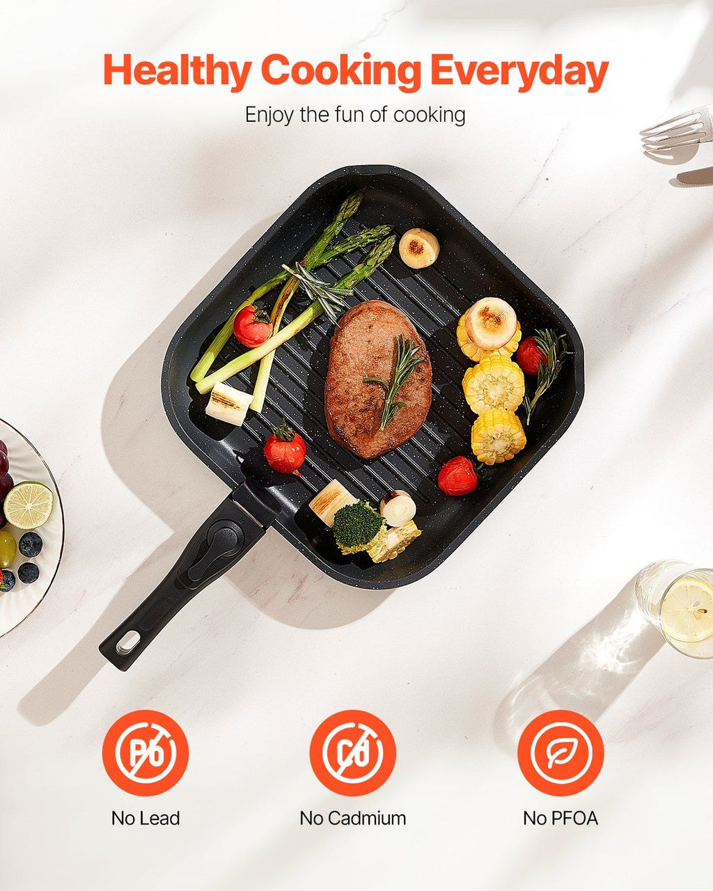 17 Piece Pots and Pans Set, Granite Nonstick Detachable Handle Cookware, Space Saving Induction Cookwares, Kitchen RV Cooking Sets with Frying, Sauce, Saute, Tempered Glass Lid, Oven Safe, Black
