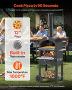 Outdoor Pizza Oven, 12" Pellet Fire Ovens, 2-Layer Pizza Oven Wood Fired