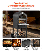Outdoor Pizza Oven, 12" Pellet Fire Ovens, 2-Layer Pizza Oven Wood Fired
