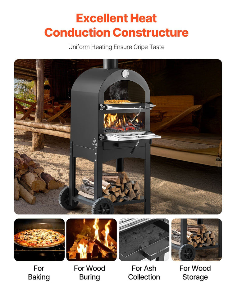Outdoor Pizza Oven, 12" Pellet Fire Ovens, 2-Layer Pizza Oven Wood Fired - Flavour Fushion Cooking Shop