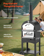 Outdoor Pizza Oven, 12" Pellet Fire Ovens, 2-Layer Pizza Oven Wood Fired
